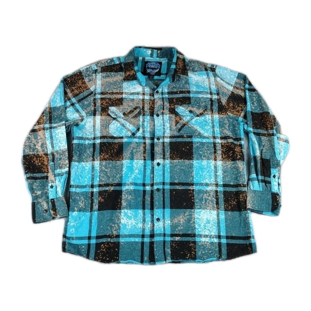 Angry Minnow Shirt Mens XL Blue Black Flannel Plaid Gypsy Soul Graphic